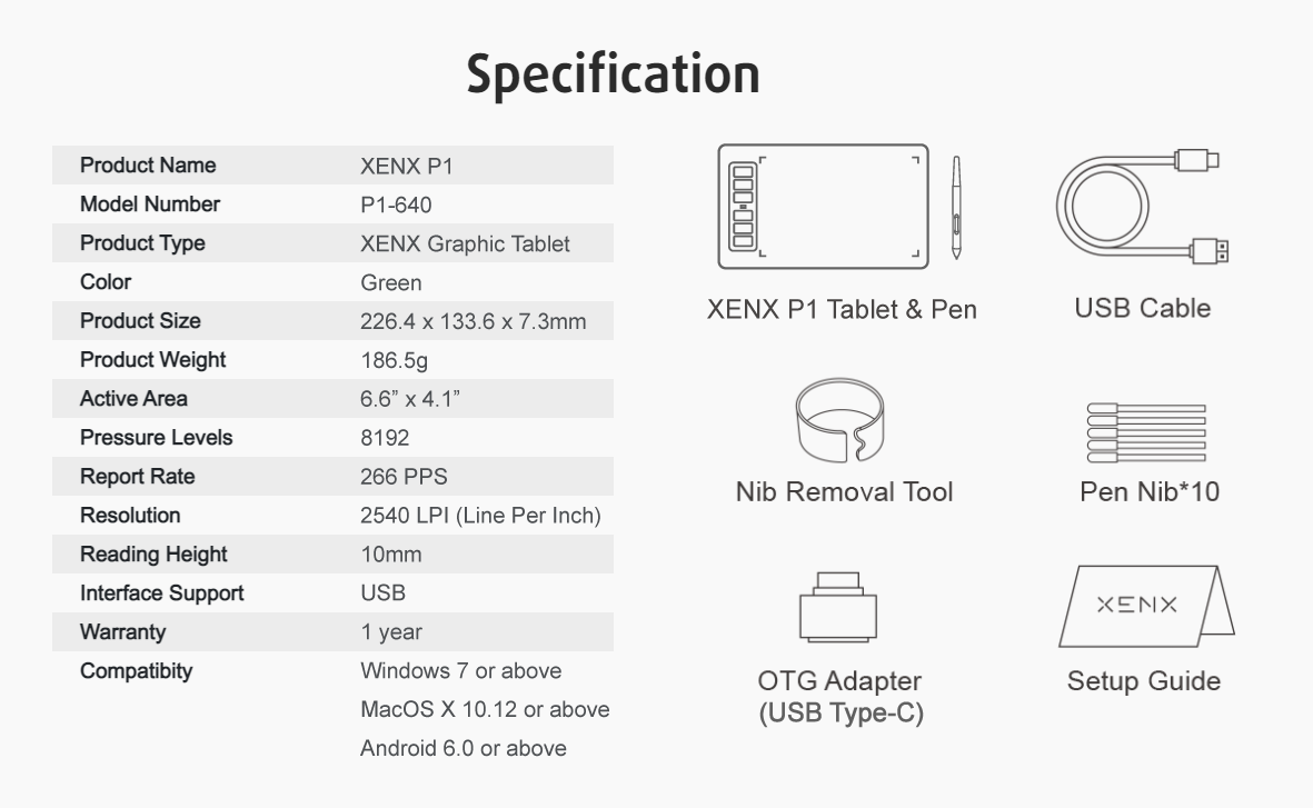 XENX P1-640 product specifications