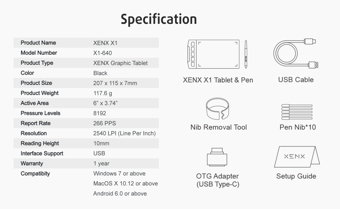 XENX X1-640 Specifications